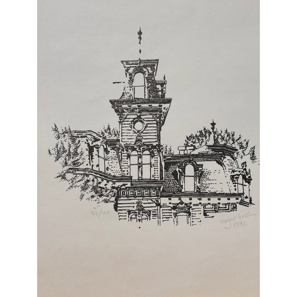 Roger Bush 1982 Signed Numbered 82/100 Victorian House Art Print 12"x9.5"